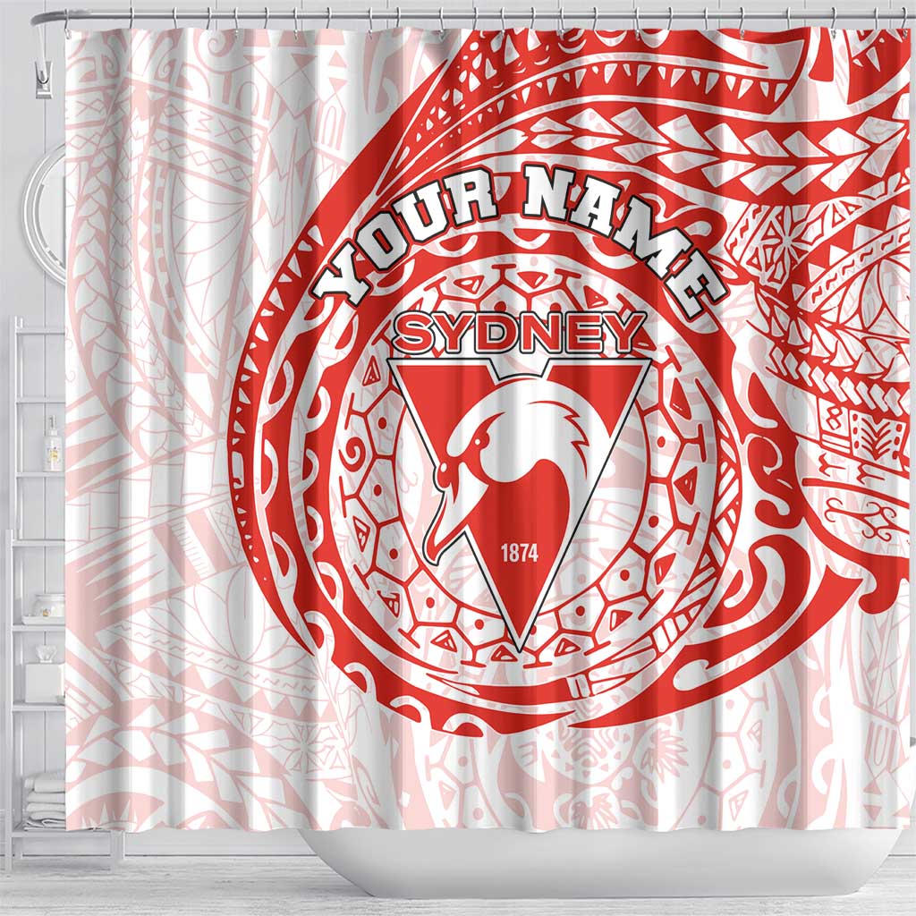 Personalized Sydney Swans Polynesian Shower Curtain Tribal Chest and Sleeve Tattoo Heritage Warrior