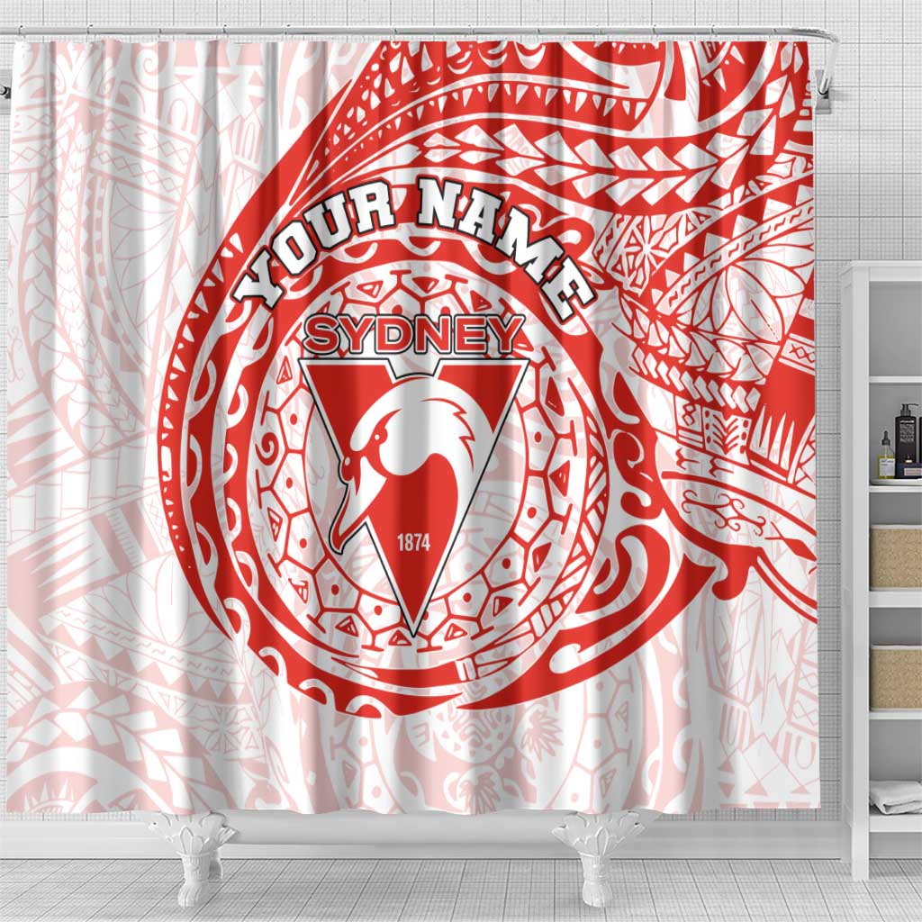 Personalized Sydney Swans Polynesian Shower Curtain Tribal Chest and Sleeve Tattoo Heritage Warrior