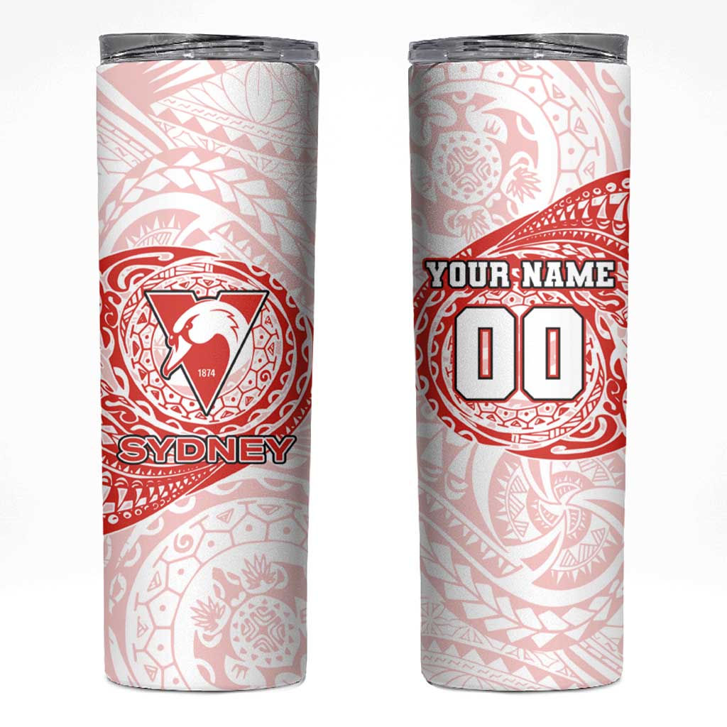Personalized Sydney Swans Polynesian Skinny Tumbler Tribal Chest and Sleeve Tattoo Heritage Warrior