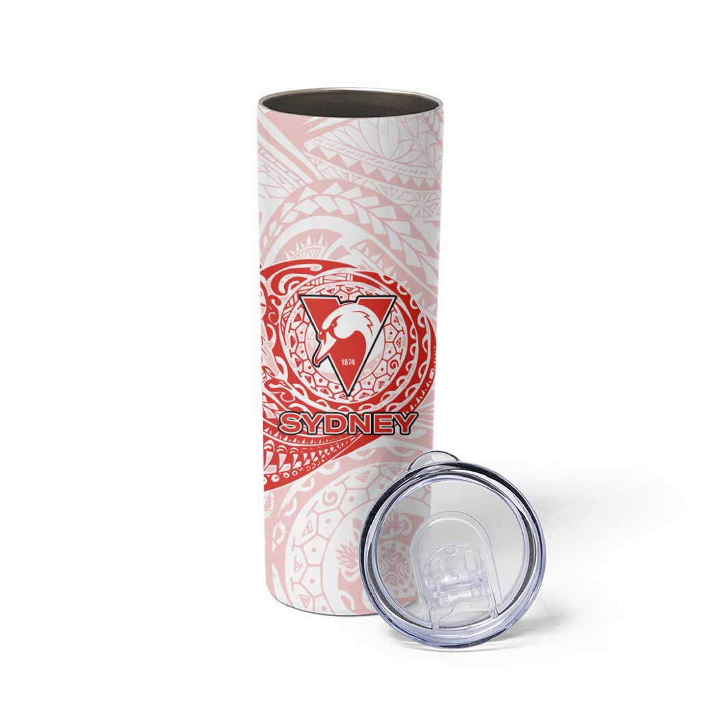 Personalized Sydney Swans Polynesian Skinny Tumbler Tribal Chest and Sleeve Tattoo Heritage Warrior