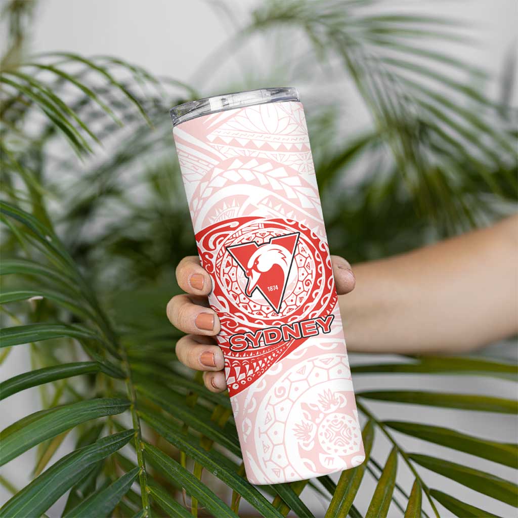 Personalized Sydney Swans Polynesian Skinny Tumbler Tribal Chest and Sleeve Tattoo Heritage Warrior