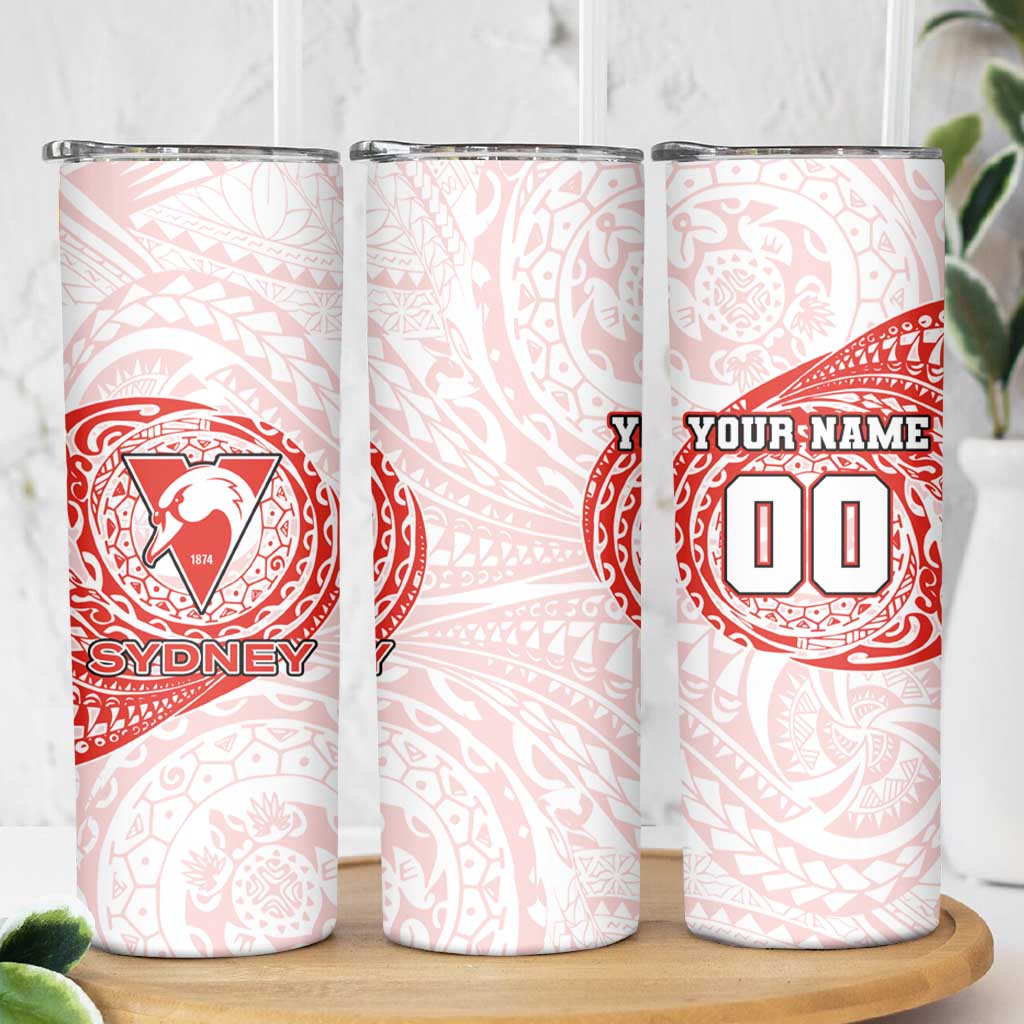 Personalized Sydney Swans Polynesian Skinny Tumbler Tribal Chest and Sleeve Tattoo Heritage Warrior