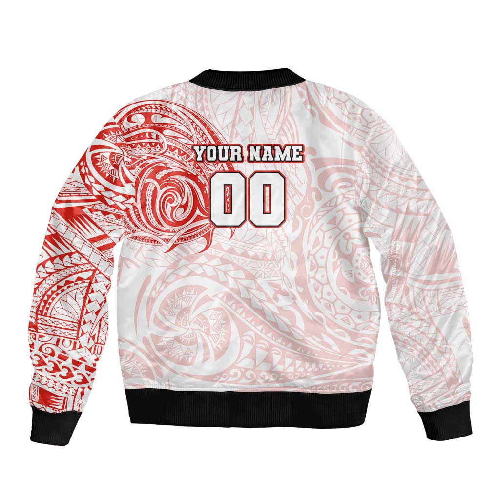 Personalized Sydney Swans Polynesian Sleeve Zip Bomber Jacket Tribal Chest and Sleeve Tattoo Heritage Warrior