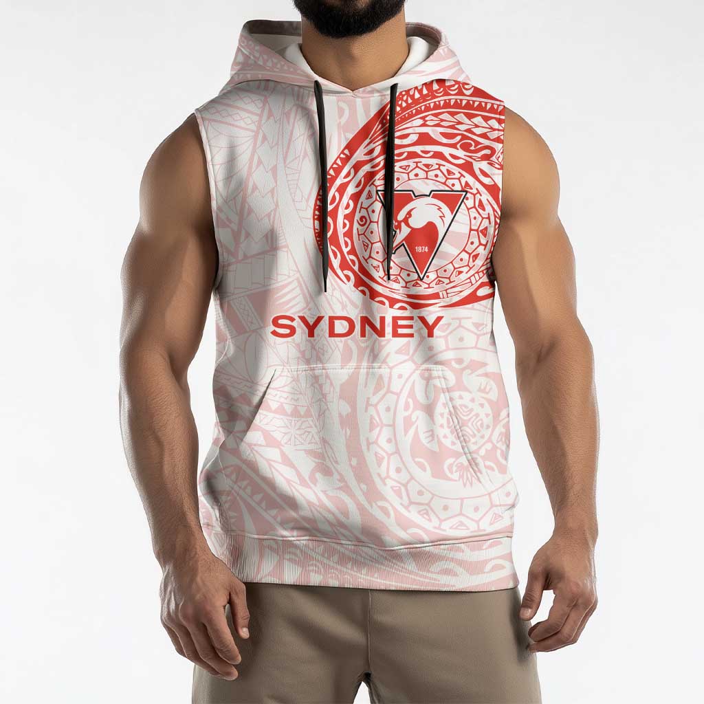 Personalized Sydney Swans Polynesian Sleeveless Hoodie Tribal Chest and Sleeve Tattoo Heritage Warrior
