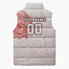 Personalized Sydney Swans Polynesian Sleeveless Puffer Jacket Tribal Chest and Sleeve Tattoo Heritage Warrior
