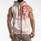 Personalized Sydney Swans Polynesian Sleeveless Zip Hoodie Tribal Chest and Sleeve Tattoo Heritage Warrior