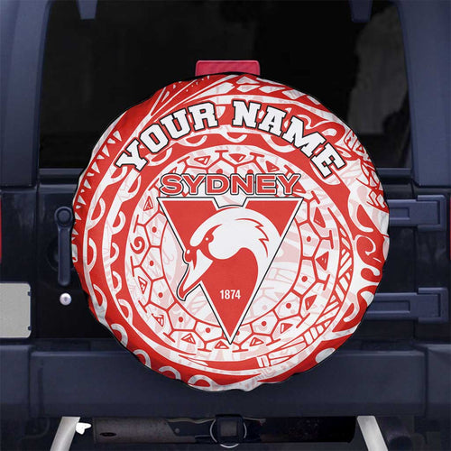 Personalized Sydney Swans Polynesian Spare Tire Cover Tribal Chest and Sleeve Tattoo Heritage Warrior
