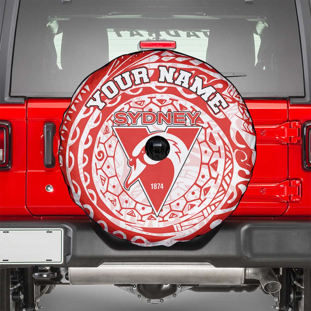 Personalized Sydney Swans Polynesian Spare Tire Cover Tribal Chest and Sleeve Tattoo Heritage Warrior