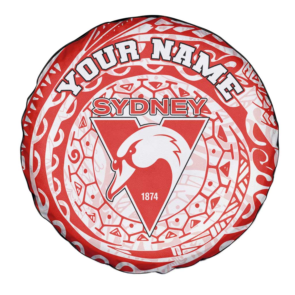 Personalized Sydney Swans Polynesian Spare Tire Cover Tribal Chest and Sleeve Tattoo Heritage Warrior