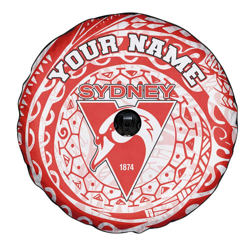 Personalized Sydney Swans Polynesian Spare Tire Cover Tribal Chest and Sleeve Tattoo Heritage Warrior