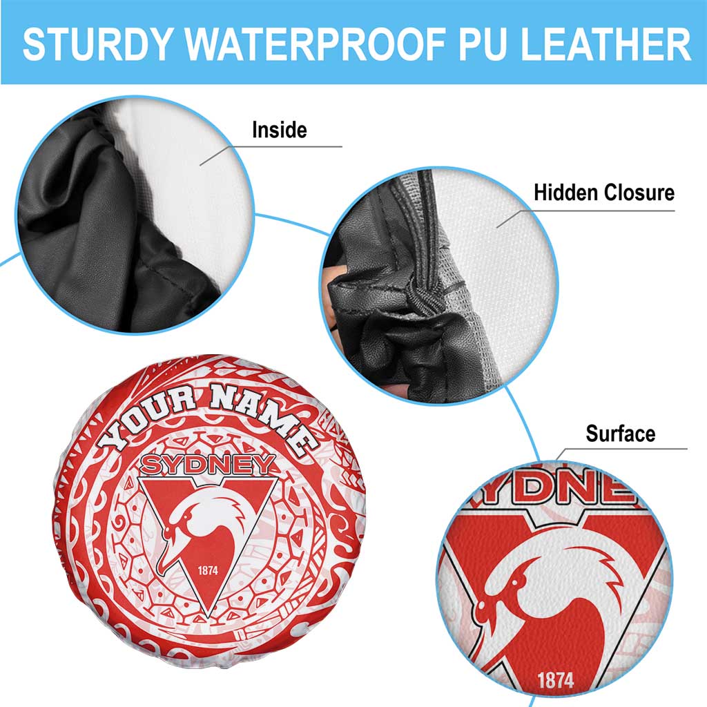 Personalized Sydney Swans Polynesian Spare Tire Cover Tribal Chest and Sleeve Tattoo Heritage Warrior