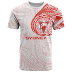Personalized Sydney Swans Polynesian T Shirt Tribal Chest and Sleeve Tattoo Heritage Warrior