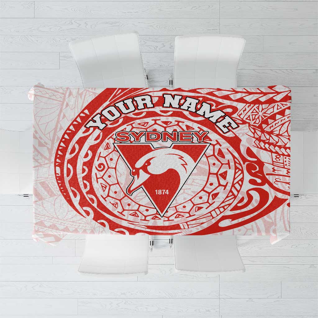 Personalized Sydney Swans Polynesian Tablecloth Tribal Chest and Sleeve Tattoo Heritage Warrior