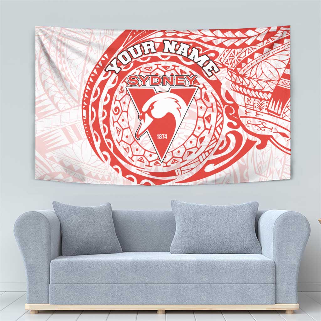 Personalized Sydney Swans Polynesian Tapestry Tribal Chest and Sleeve Tattoo Heritage Warrior
