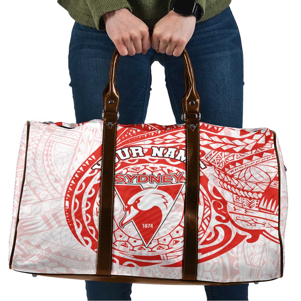 Personalized Sydney Swans Polynesian Travel Bag Tribal Chest and Sleeve Tattoo Heritage Warrior