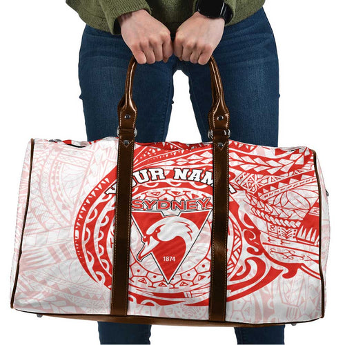 Personalized Sydney Swans Polynesian Travel Bag Tribal Chest and Sleeve Tattoo Heritage Warrior