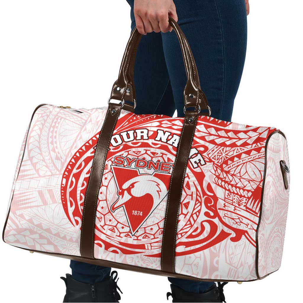 Personalized Sydney Swans Polynesian Travel Bag Tribal Chest and Sleeve Tattoo Heritage Warrior