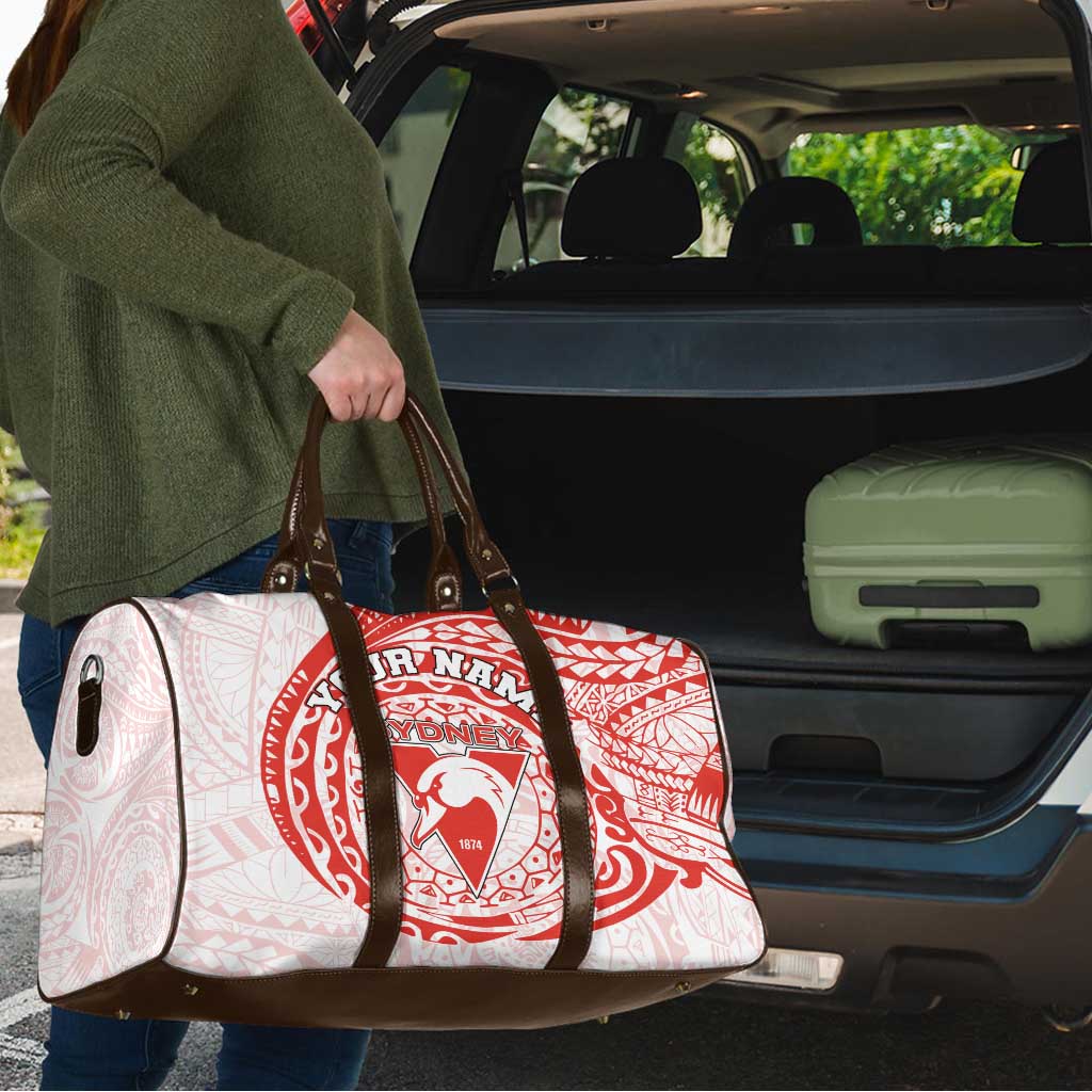 Personalized Sydney Swans Polynesian Travel Bag Tribal Chest and Sleeve Tattoo Heritage Warrior