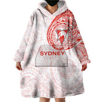 Personalized Sydney Swans Polynesian Wearable Blanket Hoodie Tribal Chest and Sleeve Tattoo Heritage Warrior