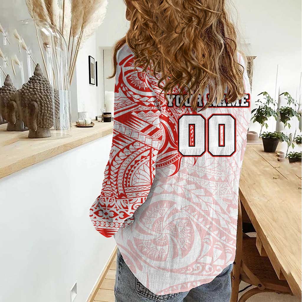 Personalized Sydney Swans Polynesian Women Casual Shirt Tribal Chest and Sleeve Tattoo Heritage Warrior