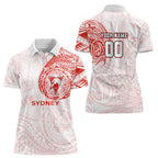 Personalized Sydney Swans Polynesian Women Polo Shirt Tribal Chest and Sleeve Tattoo Heritage Warrior