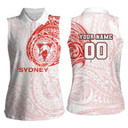 Personalized Sydney Swans Polynesian Women Sleeveless Polo Shirt Tribal Chest and Sleeve Tattoo Heritage Warrior