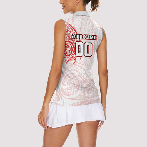 Personalized Sydney Swans Polynesian Women Sleeveless Polo Shirt Tribal Chest and Sleeve Tattoo Heritage Warrior