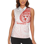 Personalized Sydney Swans Polynesian Women Sleeveless Polo Shirt Tribal Chest and Sleeve Tattoo Heritage Warrior