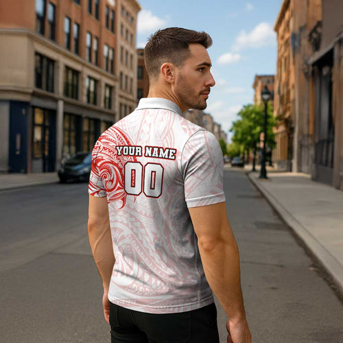 Personalized Sydney Swans Polynesian Zipper Polo Shirt Tribal Chest and Sleeve Tattoo Heritage Warrior