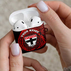 Personalized St Kilda Saints Polynesian AirPods Case Tribal Chest and Sleeve Tattoo Heritage Warrior