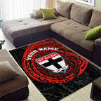 Personalized St Kilda Saints Polynesian Area Rug Tribal Chest and Sleeve Tattoo Heritage Warrior