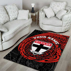 Personalized St Kilda Saints Polynesian Area Rug Tribal Chest and Sleeve Tattoo Heritage Warrior