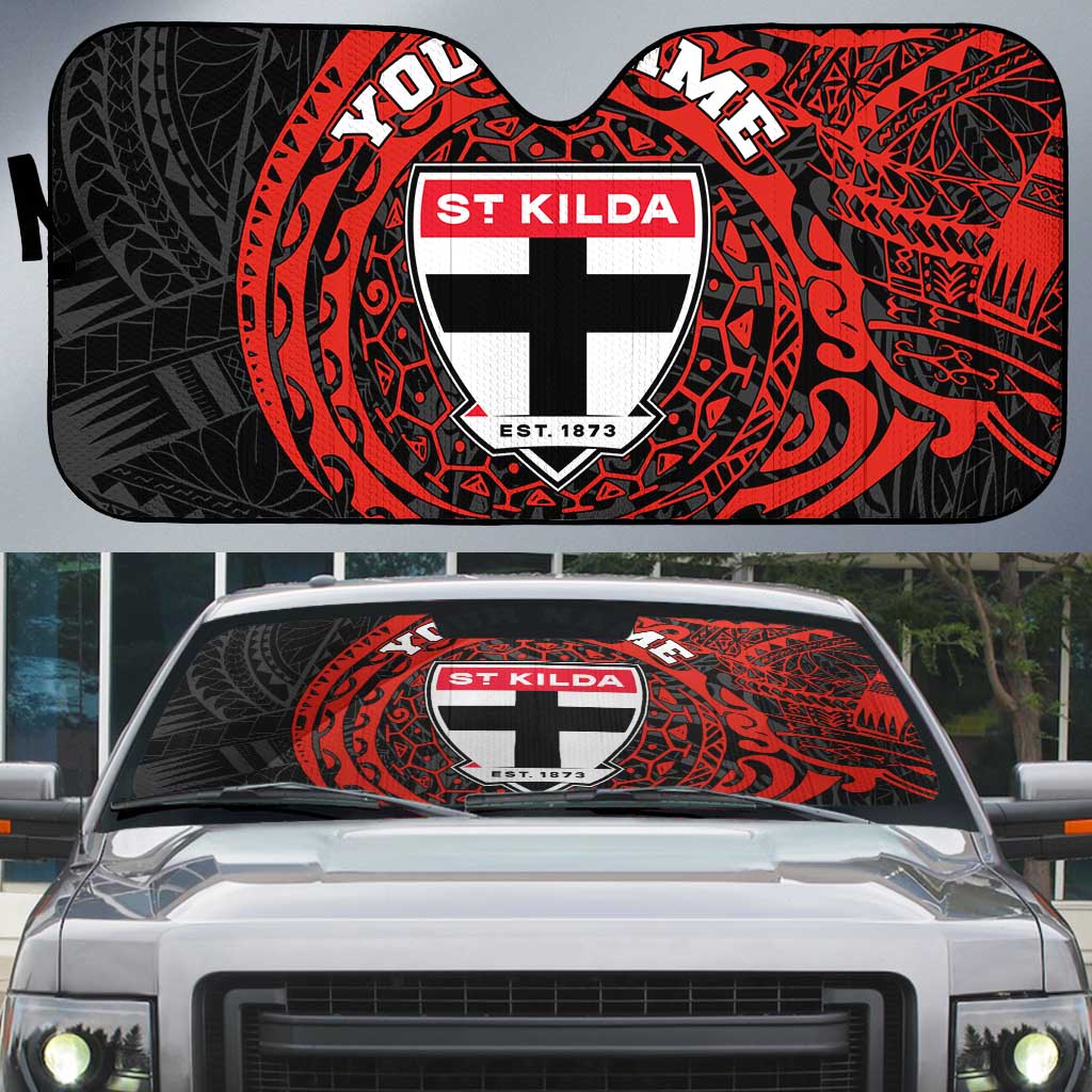 Personalized St Kilda Saints Polynesian Auto Sun Shade Tribal Chest and Sleeve Tattoo Heritage Warrior