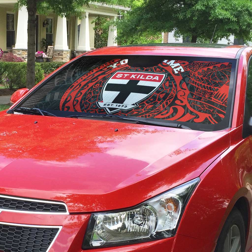 Personalized St Kilda Saints Polynesian Auto Sun Shade Tribal Chest and Sleeve Tattoo Heritage Warrior