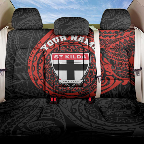 Personalized St Kilda Saints Polynesian Back Car Seat Cover Tribal Chest and Sleeve Tattoo Heritage Warrior