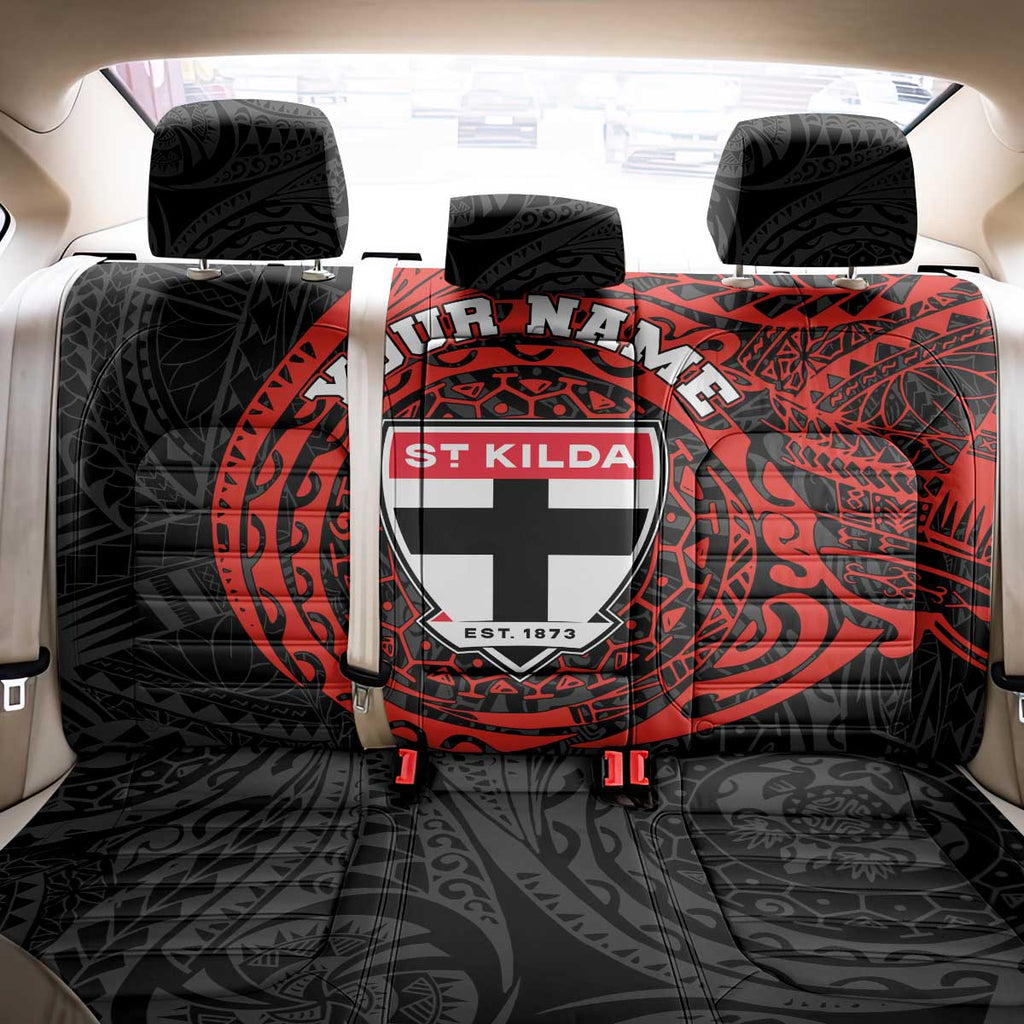 Personalized St Kilda Saints Polynesian Back Car Seat Cover Tribal Chest and Sleeve Tattoo Heritage Warrior