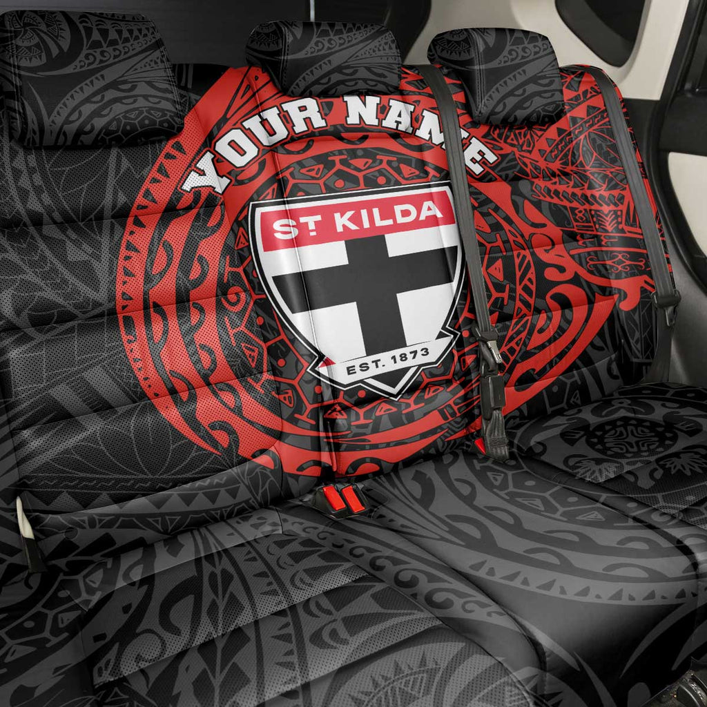 Personalized St Kilda Saints Polynesian Back Car Seat Cover Tribal Chest and Sleeve Tattoo Heritage Warrior