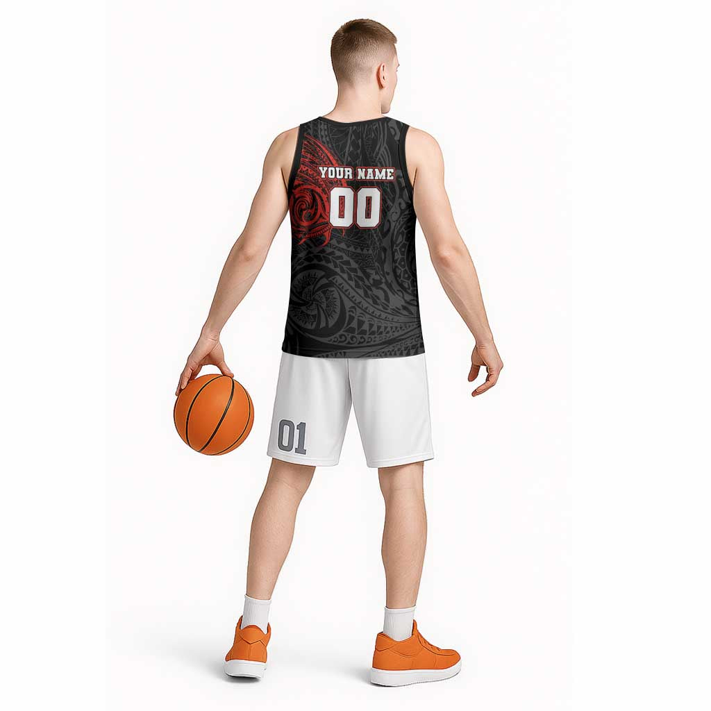 Personalized St Kilda Saints Polynesian Basketball Jersey Tribal Chest and Sleeve Tattoo Heritage Warrior