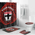Personalized St Kilda Saints Polynesian Bathroom Set Tribal Chest and Sleeve Tattoo Heritage Warrior
