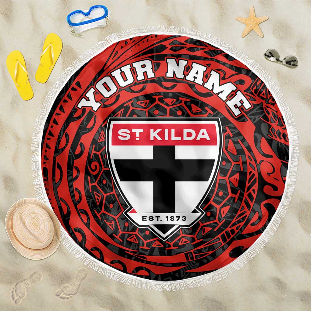 Personalized St Kilda Saints Polynesian Beach Blanket Tribal Chest and Sleeve Tattoo Heritage Warrior