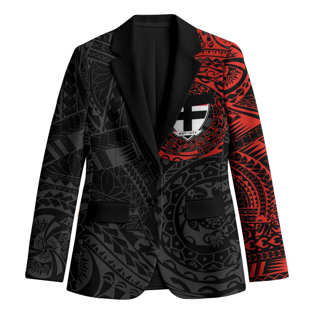 Personalized St Kilda Saints Polynesian Blazer Tribal Chest and Sleeve Tattoo Heritage Warrior