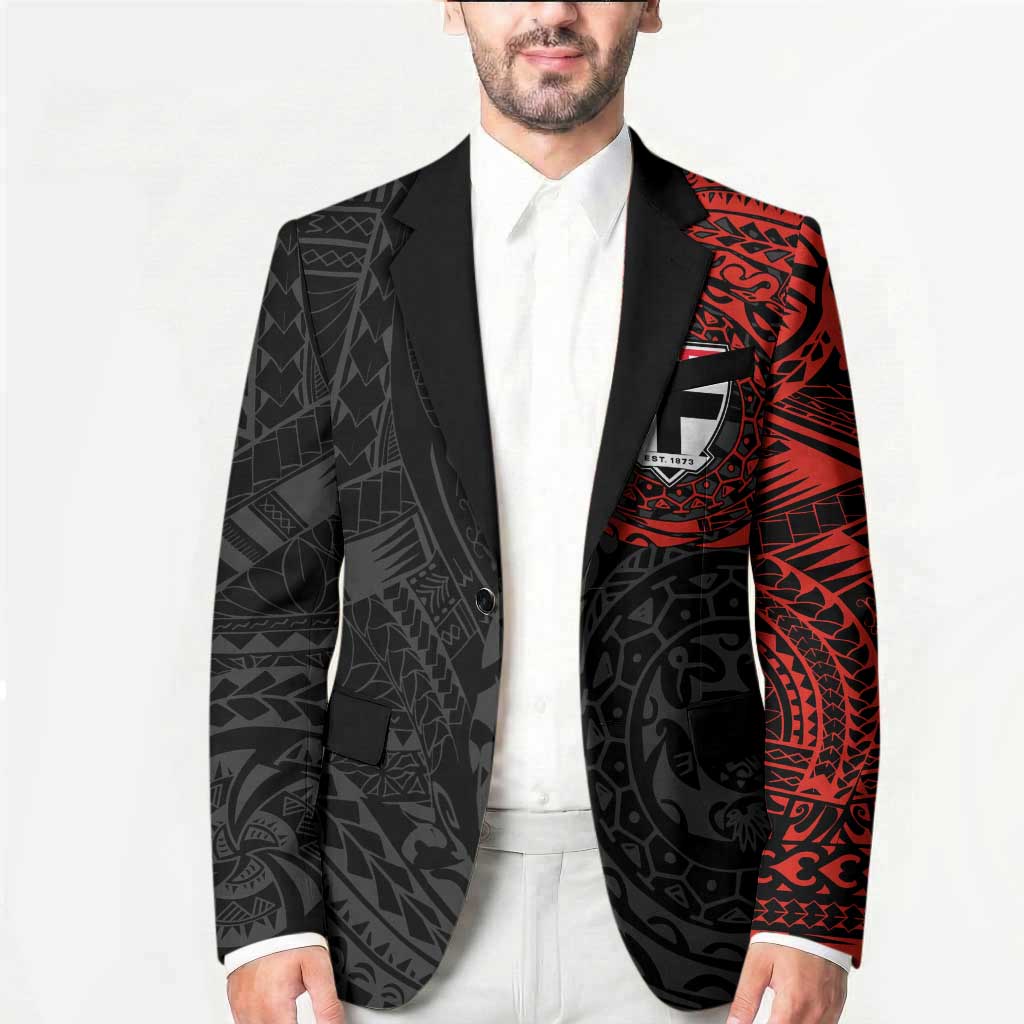 Personalized St Kilda Saints Polynesian Blazer Tribal Chest and Sleeve Tattoo Heritage Warrior