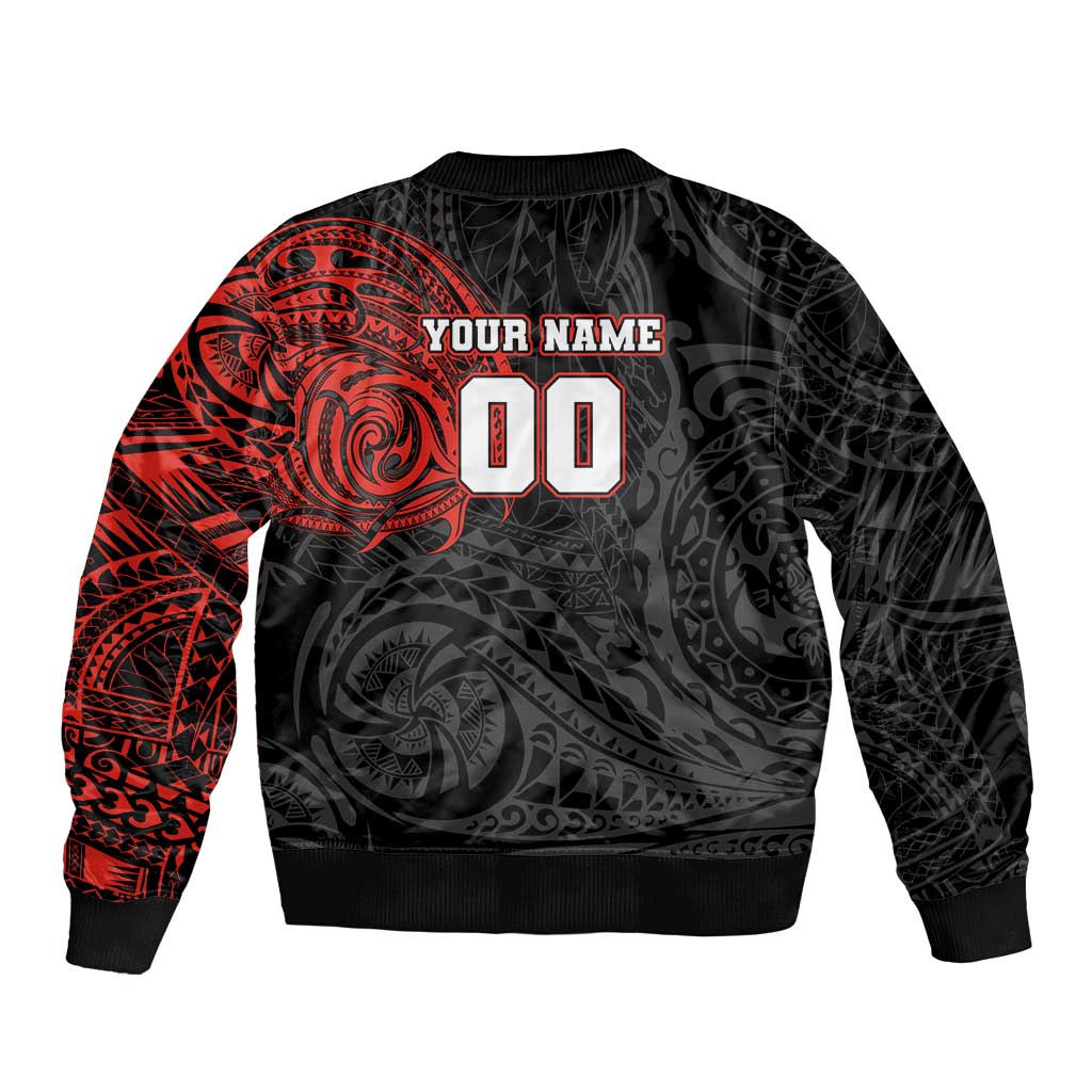 Personalized St Kilda Saints Polynesian Bomber Jacket Tribal Chest and Sleeve Tattoo Heritage Warrior