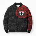 Personalized St Kilda Saints Polynesian Bomber Puffer Jacket Tribal Chest and Sleeve Tattoo Heritage Warrior