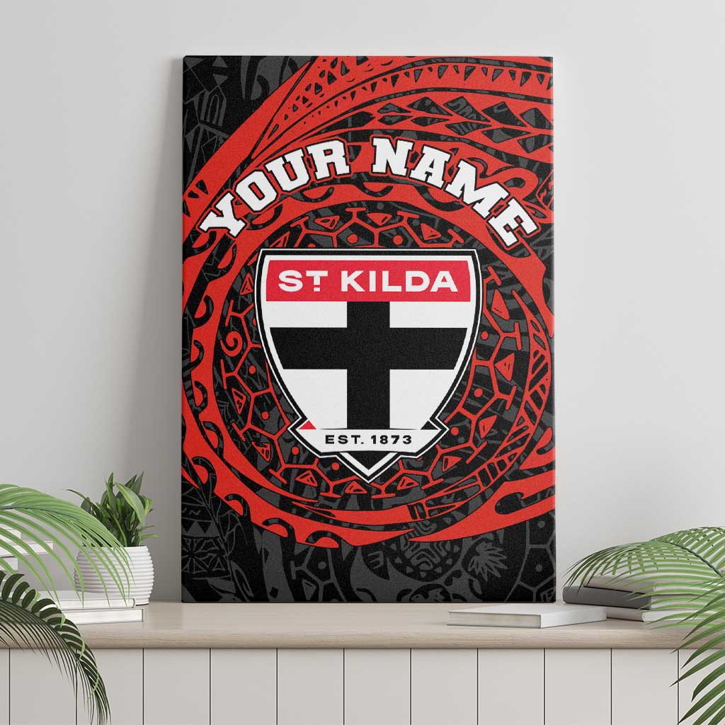 Personalized St Kilda Saints Polynesian Canvas Wall Art Tribal Chest and Sleeve Tattoo Heritage Warrior