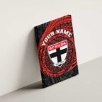 Personalized St Kilda Saints Polynesian Canvas Wall Art Tribal Chest and Sleeve Tattoo Heritage Warrior