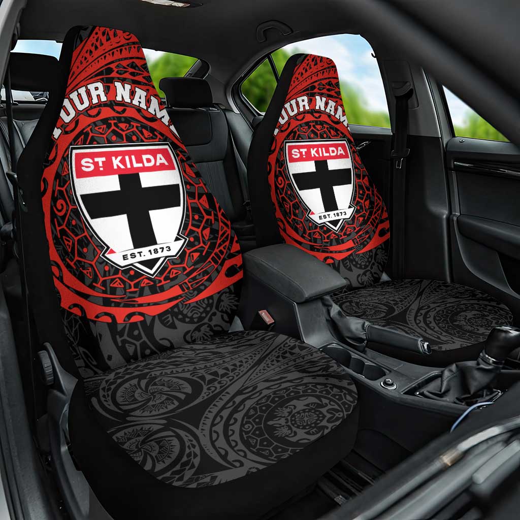 Personalized St Kilda Saints Polynesian Car Seat Cover Tribal Chest and Sleeve Tattoo Heritage Warrior