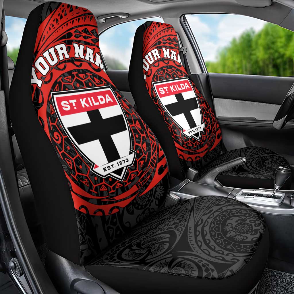 Personalized St Kilda Saints Polynesian Car Seat Cover Tribal Chest and Sleeve Tattoo Heritage Warrior