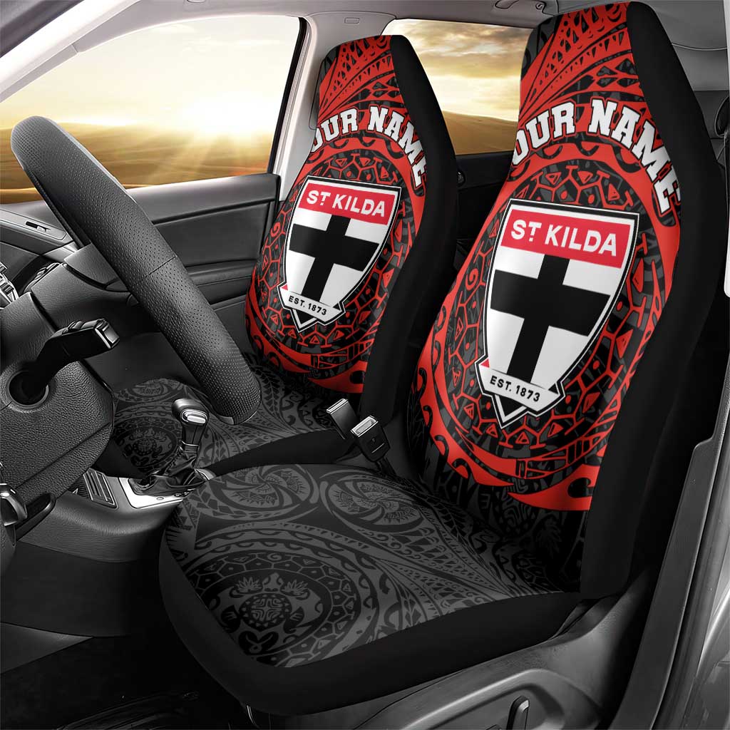 Personalized St Kilda Saints Polynesian Car Seat Cover Tribal Chest and Sleeve Tattoo Heritage Warrior