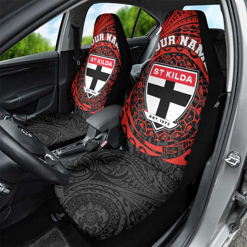 Personalized St Kilda Saints Polynesian Car Seat Cover Tribal Chest and Sleeve Tattoo Heritage Warrior